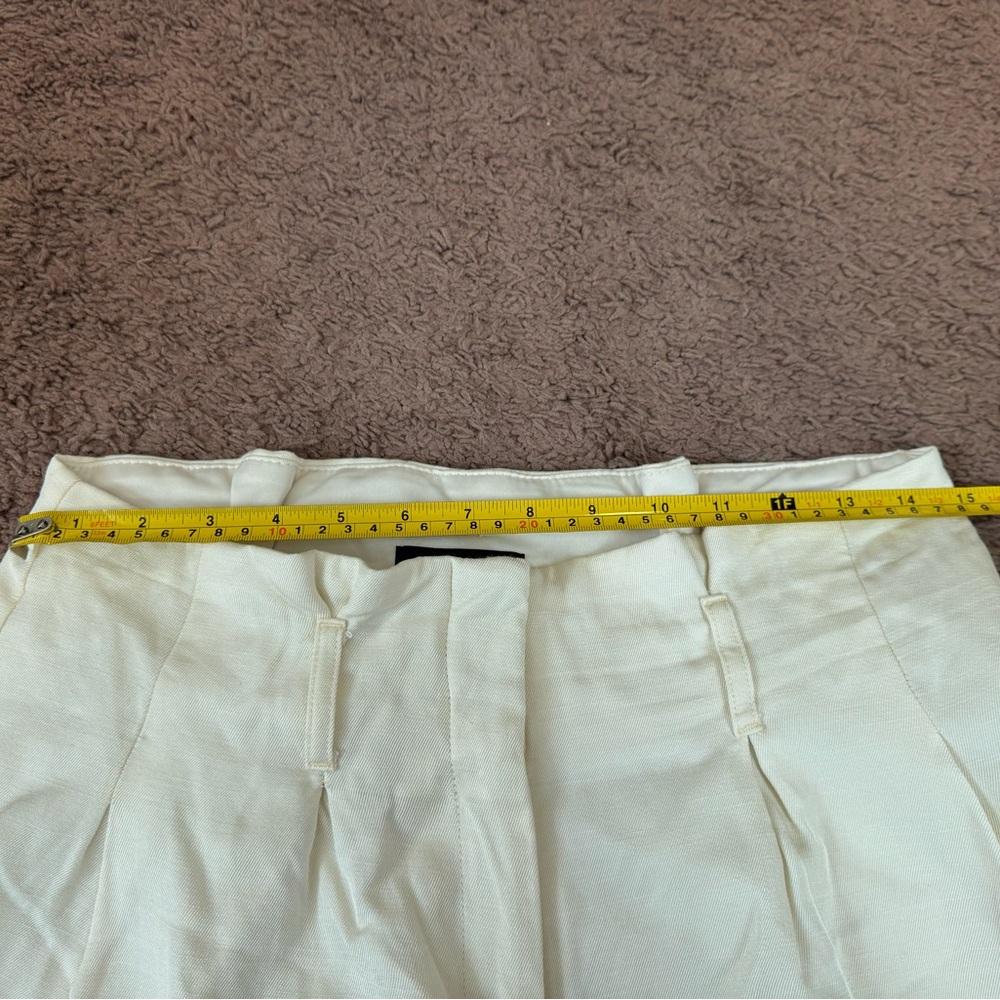 2 FOR $25Express Cream White Linen Blend High Rise Pleated Pants *missing Belt 8 - Picture 6 of 10